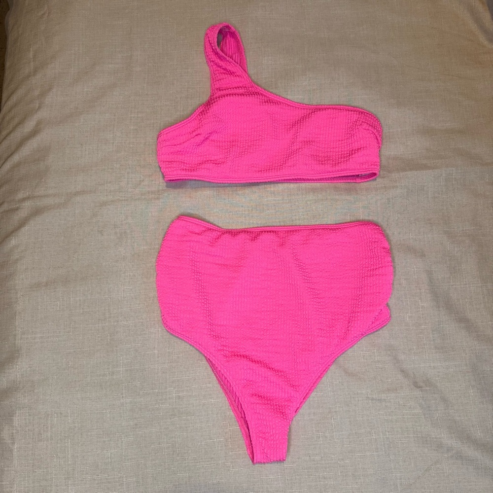 ✨ SUMMER STEAL Maternity Pink One-Shoulder Bikini Set - High-Waisted - Size S✨